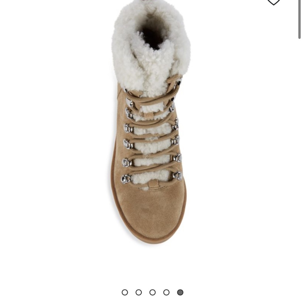 Marc Fisher Beige Suede Winter Boots with White Fur - Picture 5 of 12